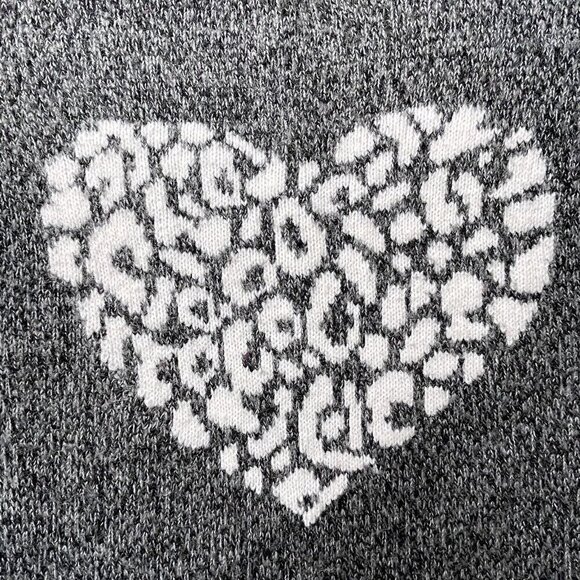 TTPD Express Wool Mohair Blend Leopard Print Heart Pullover Sweater Women S Gray - Picture 7 of 10